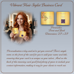 Vibrant Hair Stylist - Colour Pencil Portrait Square Business Card