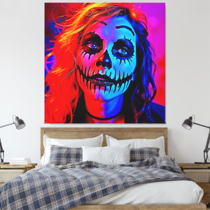 Vibrant Halloween Makeup Art Canvas Print