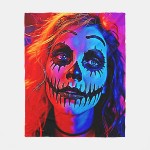 Vibrant Halloween Makeup Art Fleece Blanket