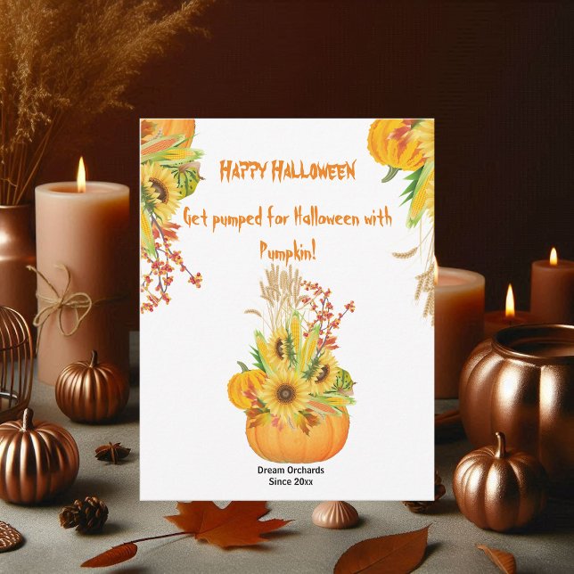  Vibrant Halloween Pumpkin Watercolor Sunflowers (Vibrant Halloween Pumpkin Watercolor Sunflowers)