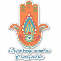 Vibrant Hamsa Hand Custom-Cut Vinyl Sticker