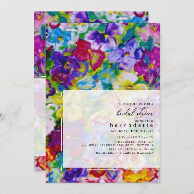 Vibrant, Hand Painted Floral Bridal Shower Invitation (Front/Back)