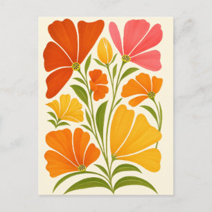  Vibrant Hand-Painted Wildflowers Art Holiday Postcard