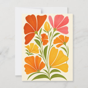 Vibrant Hand-Painted Wildflowers Art Postcard
