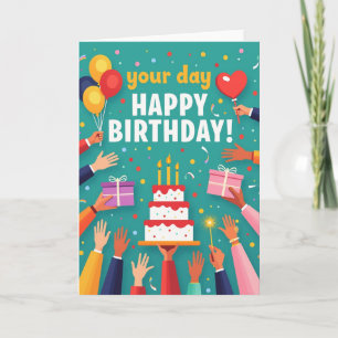 Vibrant Hands Birthday Card