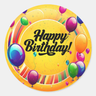 Vibrant Happy Birthday Classic Round Sticker