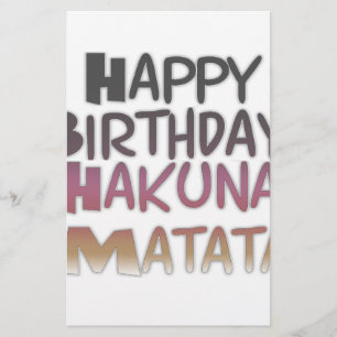 Vibrant Happy Birthday Hakuna Matata Design Stationery