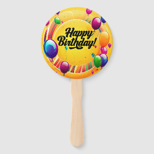 Vibrant Happy Birthday Hand Fan