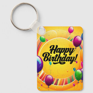Vibrant Happy Birthday Key Ring