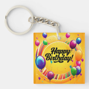 Vibrant Happy Birthday Key Ring
