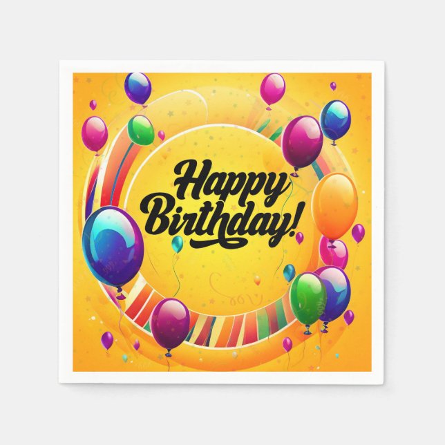 Vibrant Happy Birthday Napkin (Front)