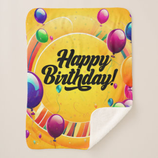 Vibrant Happy Birthday Sherpa Blanket