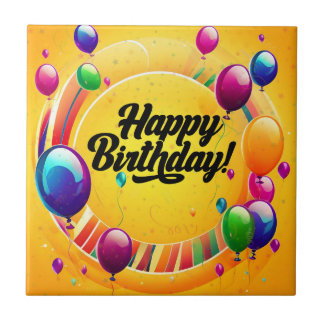 Vibrant Happy Birthday Tile