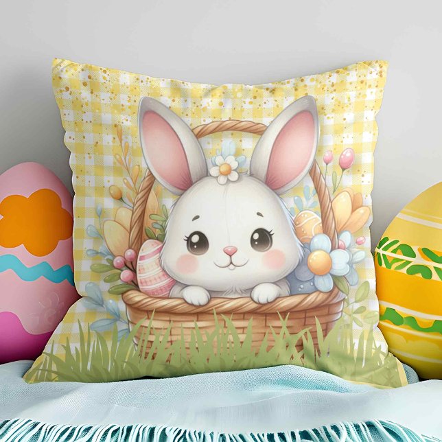 Vibrant Happy Easter in a Yellow background Cushion (Vibrant Happy Easter in a Yellow background Cushion)