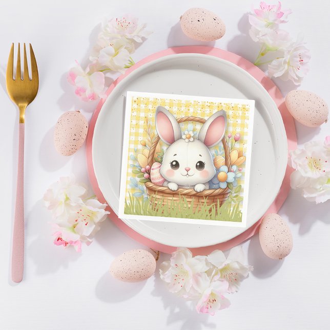 Vibrant Happy Easter in a Yellow background Napkin (Vibrant Happy Easter in a Yellow background Napkin)