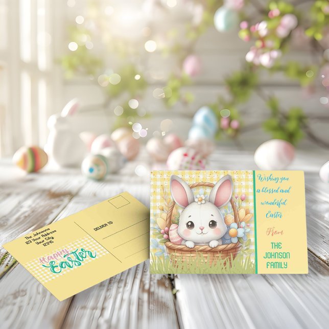 Vibrant Happy Easter in Yellow background postcard (Vibrant Happy Easter in Yellow background postcard)