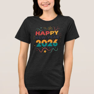 Vibrant Happy New Year 2026 Tri-Blend Shirt