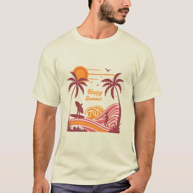  Vibrant "Happy Summer" Unique T-Shirt Design (Front)