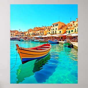 Vibrant Harbour: Mediterranean Bliss Poster