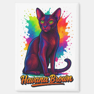 Vibrant Havana Brown Cat Pop Art – Colourful Moder Magnet