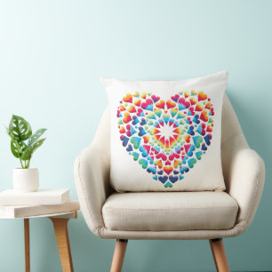 Vibrant Heart Tie-Dye Cushion