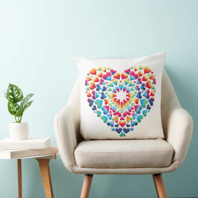Vibrant Heart Tie-Dye Cushion (Chair)