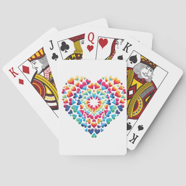 Vibrant Heart Tie-Dye Playing Cards (Back)