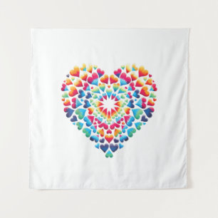 Vibrant Heart Tie-Dye Tapestry