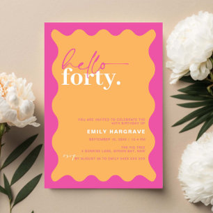 Vibrant Hello Forty 40th Birthday Party Invitation
