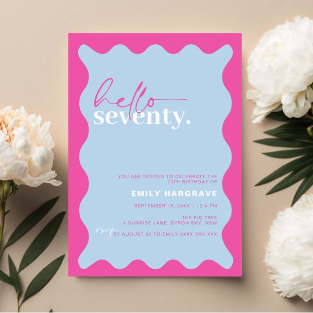 Vibrant Hello Seventy 70th Birthday Party Invitation (Creator Uploaded)