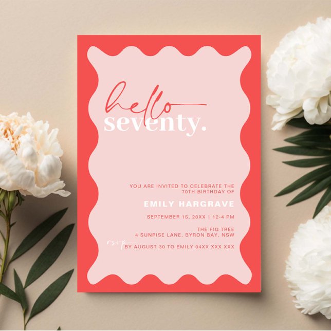Vibrant Hello Seventy 70th Birthday Party Invitation (Creator Uploaded)