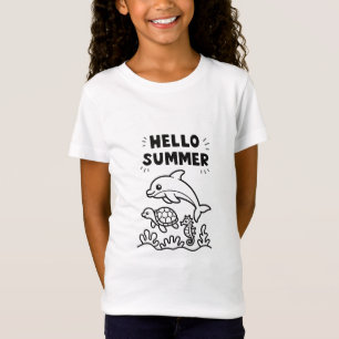 Vibrant Hello Summer Colorful Ocean Animals T-Shirt