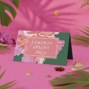 Vibrant Hibiscus Tropical Wedding Place Card