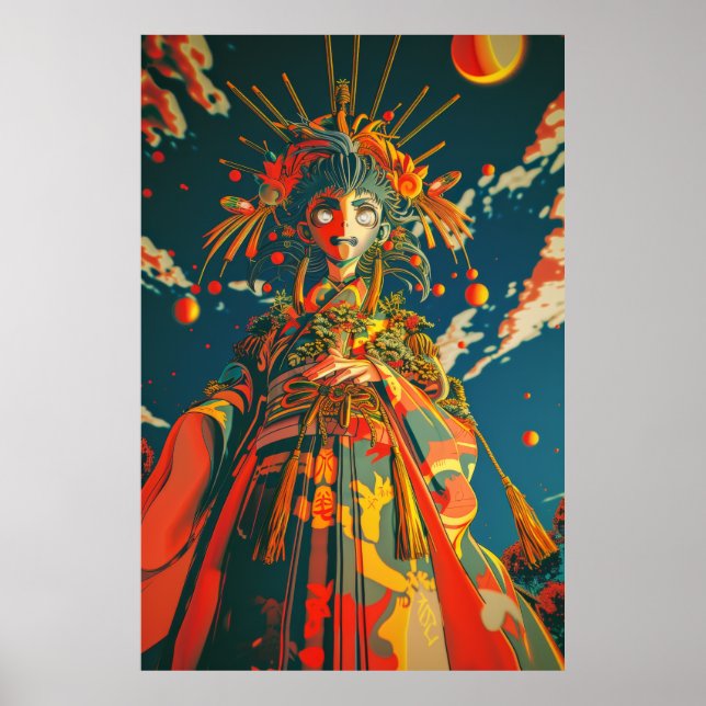 Vibrant High-Contrast Psychedelic Illustration Pos Poster (Front)