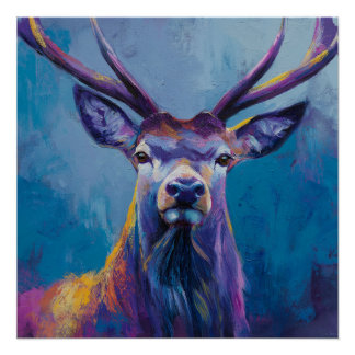Vibrant Highland Stag Wall Art - Stag Poster