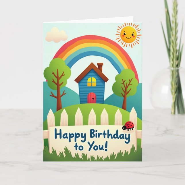 Vibrant Hillside Birthday Card (Front)