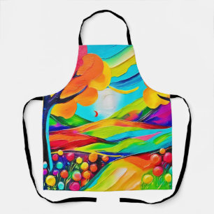 Vibrant Hillside Harmony Painting Apron