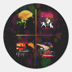 Vibrant Hip Hop Street Culture Bold Colourful Urba Classic Round Sticker
