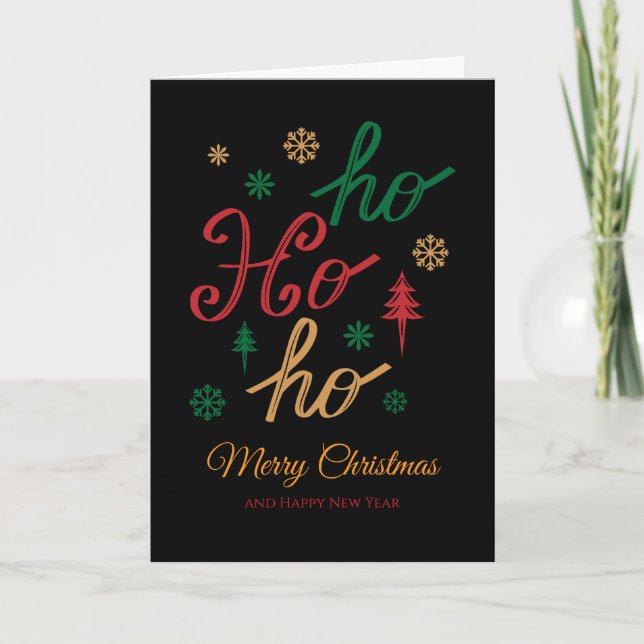 Vibrant Ho Ho Ho Merry Christmas & Happy New Year  Card (Front)