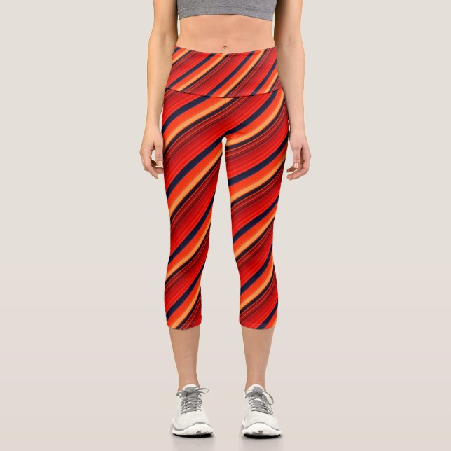 Vibrant Horizon Stripes Capri Leggings (Front)