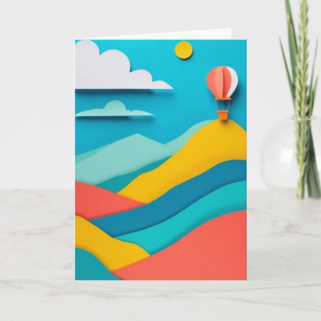 Vibrant Hot Air Balloon Ascend Card (Front)