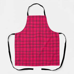 Vibrant Hot Pink and Black Plaid Apron