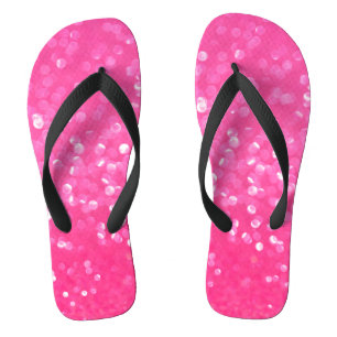 Vibrant Hot Pink Glitter Sparkle Texture Photo Jandals