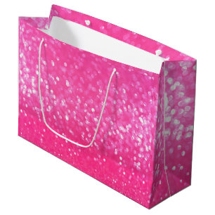 Vibrant Hot Pink Glitter Sparkle Texture Photo Large Gift Bag