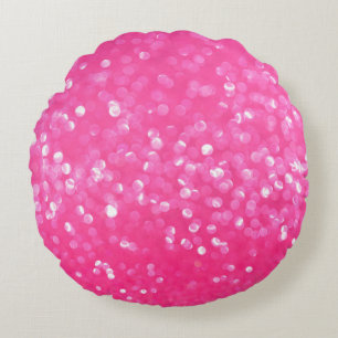 Vibrant Hot Pink Glitter Sparkle Texture Photo  Round Cushion