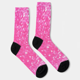 Vibrant Hot Pink Glitter Sparkle Texture Photo Socks