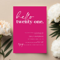 Vibrant Hot Pink Hello 21st Birthday Party