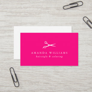 Vibrant hot pink Scissors Hair Stylist Business Card