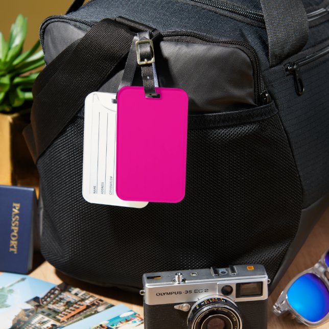 Vibrant Hot Pink Travel Tag with Chic Style (Front & Back)