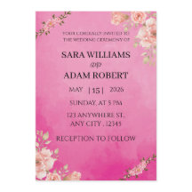 Vibrant Hot Pink Watercolor Floral